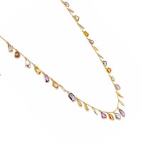 18.49 Ct. Multi Color Sapphire Bezel Necklace, 14K Yellow Gold Image