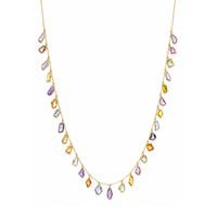 18.49 Ct. Multi Color Sapphire Bezel Necklace, 14K Yellow Gold Image