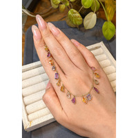 18.49 Ct. Multi Color Sapphire Bezel Necklace, 14K Yellow Gold Life Style