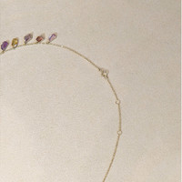 18.49 Ct. Multi Color Sapphire Bezel Necklace, 14K Yellow Gold Life Style