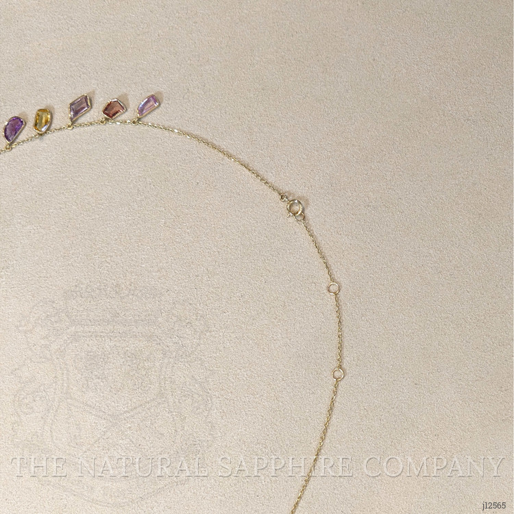 18.49 Ct. Multi Color Sapphire Bezel Necklace, 14K Yellow Gold