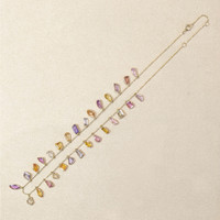 18.49 Ct. Multi Color Sapphire Bezel Necklace, 14K Yellow Gold Life Style