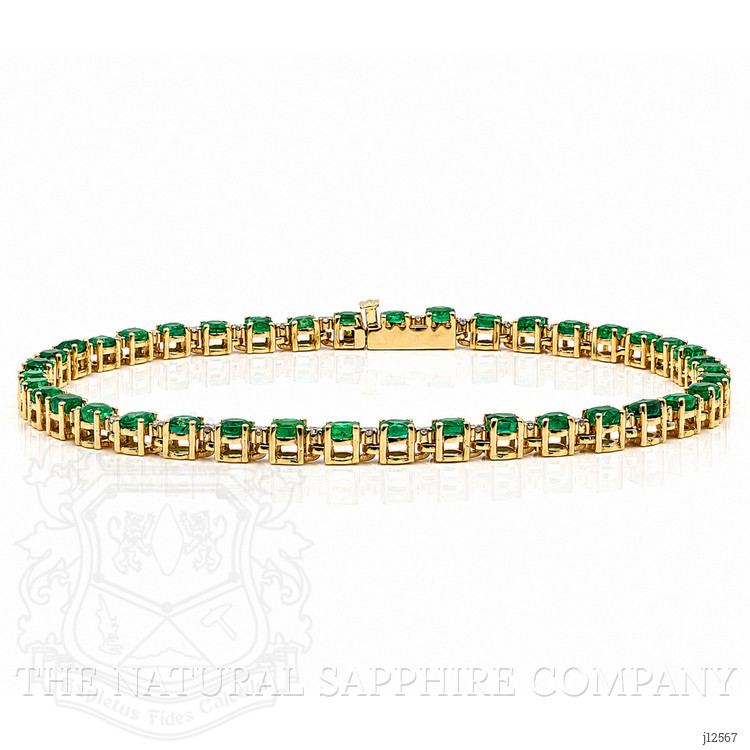 4.64 Ct.Tw. Emerald and Natural Diamond Tennis/Line Bracelet, 14K Yellow Gold