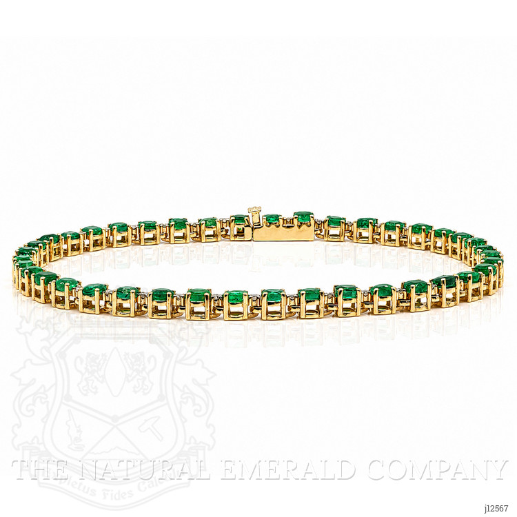 4.64 Ct.Tw. Emerald and Natural Diamond Tennis/Line Bracelet, 14K Yellow Gold