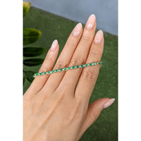 4.64&nbsp;Ct.Tw.Total Carat Weight Emerald and Natural Diamond Tennis/Line Bracelet, 14K Yellow Gold Life Style