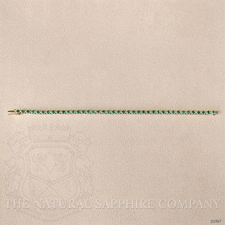 4.64 Ct.Tw. Emerald and Natural Diamond Tennis/Line Bracelet, 14K Yellow Gold