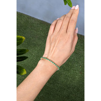 4.64 Ct.Tw.Total Carat Weight Emerald and Natural Diamond Tennis/Line Bracelet, 14K Yellow Gold Life Style
