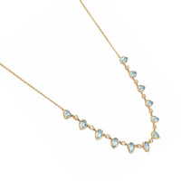 6.74 Ct. Blue Aquamarine and Natural Diamond Bezel Necklace, 14K Yellow Gold Image