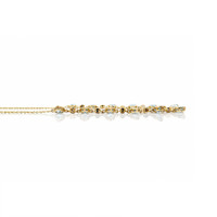 6.74 Ct. Blue Aquamarine and Natural Diamond Bezel Necklace, 14K Yellow Gold Image