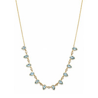 6.74 Ct. Blue Aquamarine and Natural Diamond Bezel Necklace, 14K Yellow Gold Image
