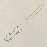 6.74 Ct. Blue Aquamarine and Natural Diamond Bezel Necklace, 14K Yellow Gold Life Style