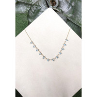 6.74 Ct. Blue Aquamarine and Natural Diamond Bezel Necklace, 14K Yellow Gold Life Style