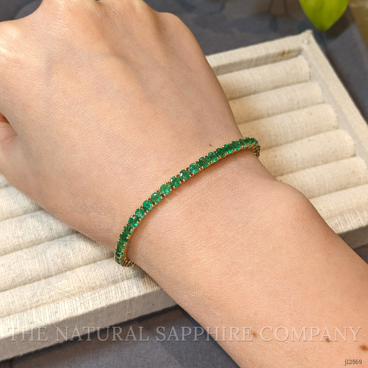 7.00 Ct.Tw. Emerald Tennis/Line Bracelet, 14K Yellow Gold
