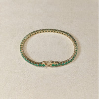 7.00&nbsp;Ct.Tw.Total Carat Weight Emerald Tennis/Line Bracelet, 14K Yellow Gold Life Style