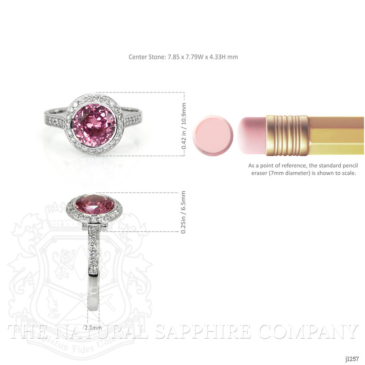 2.04 Ct. Pink Sapphire and Natural Diamond Pave Ring, Platinum 950