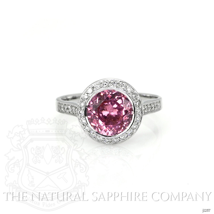 2.04 Ct. Pink Sapphire and Natural Diamond Pave Ring, Platinum 950