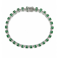 14.25 Ct.Tw.Total Carat Weight Emerald and Natural Diamond Solitaire Bracelet, 14K White Gold Image