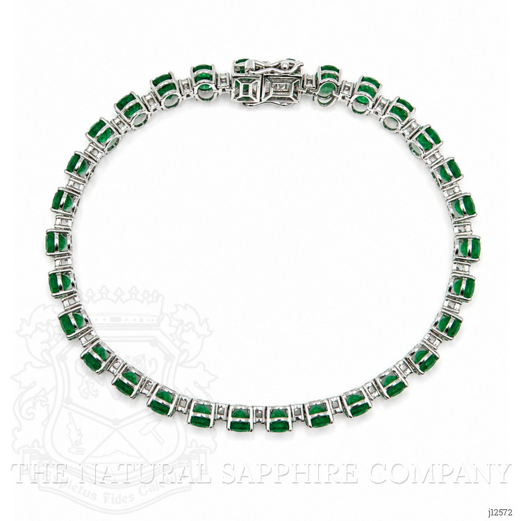 14.25 Ct.Tw. Emerald and Natural Diamond Solitaire Bracelet, 14K White Gold