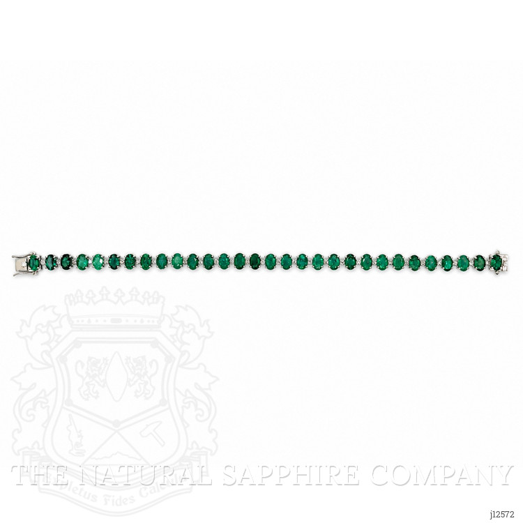 14.25 Ct.Tw. Emerald and Natural Diamond Solitaire Bracelet, 14K White Gold