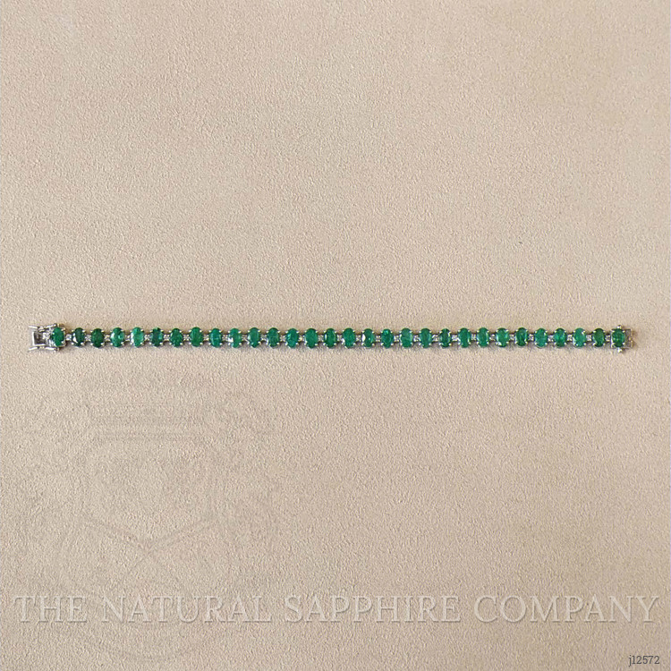 14.25 Ct.Tw. Emerald and Natural Diamond Solitaire Bracelet, 14K White Gold