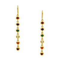 1.66 Ct.Tw. Ruby, Amethyst, Quartz, Agate and Carnelian 22K Gold Plated Silver earring