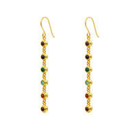 1.66 Ct.Tw.Total Carat Weight Ruby, Amethyst, Quartz, Agate and Carnelian Bezel Earrings, 22K Gold Plated Silver Image
