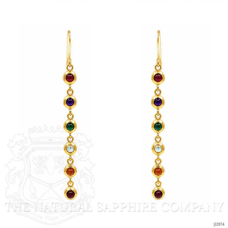1.66 Ct.Tw. Ruby, Amethyst, Quartz, Agate and Carnelian Bezel Earrings, 22K Gold Plated Silver