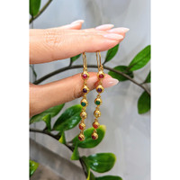 1.66 Ct.Tw.Total Carat Weight Ruby, Amethyst, Quartz, Agate and Carnelian Bezel Earrings, 22K Gold Plated Silver Life Style