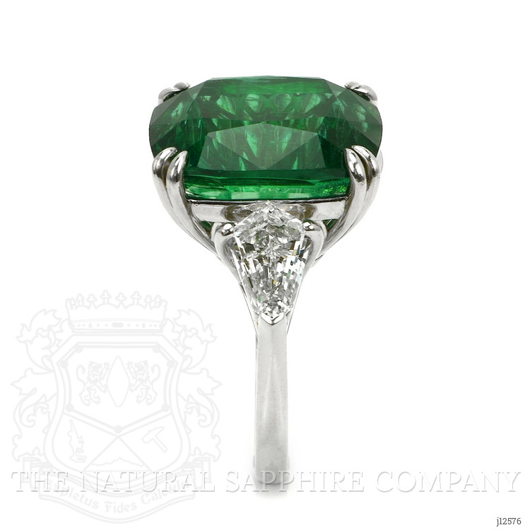 19.91 Ct. Emerald and Natural Diamond Three Stone Ring, Platinum 950