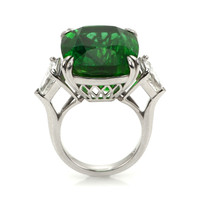 19.91 Ct. Emerald and Natural Diamond Three Stone Ring, Platinum 950 Image