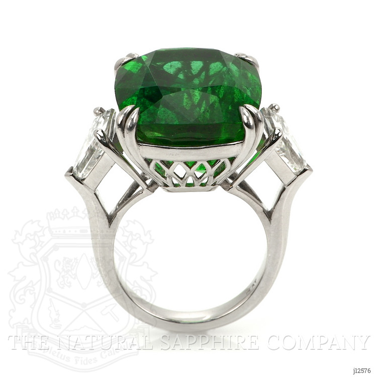 19.91 Ct. Emerald and Natural Diamond Three Stone Ring, Platinum 950