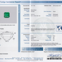 2.69 Ct. Emerald and Natural Diamond Three Stone Ring, Platinum 950 Scan Report