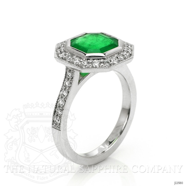 2.85 Ct. Emerald and Natural Diamond Pave Ring, Platinum 950
