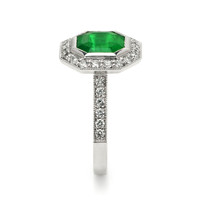 2.85 Ct. Emerald and Natural Diamond Pave Ring, Platinum 950 Image