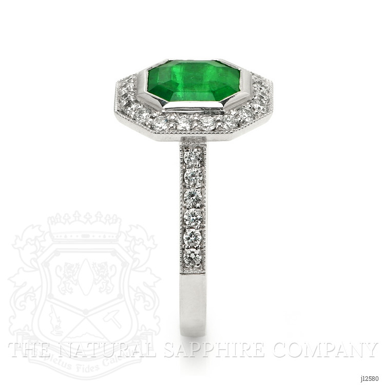 2.85 Ct. Emerald and Natural Diamond Pave Ring, Platinum 950