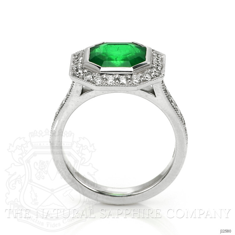 2.85 Ct. Emerald and Natural Diamond Pave Ring, Platinum 950