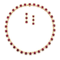 28.87&nbsp;Ct.Tw.Total Carat Weight Ruby and Natural Diamond Pave Necklace, 18K Yellow Gold Video