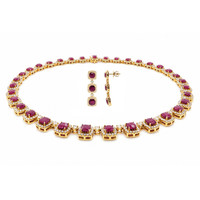 28.87&nbsp;Ct.Tw.Total Carat Weight Ruby and Natural Diamond Pave Necklace, 18K Yellow Gold Image