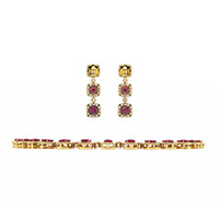 28.87 Ct.Tw.Total Carat Weight Ruby and Natural Diamond Pave Necklace, 18K Yellow Gold Image