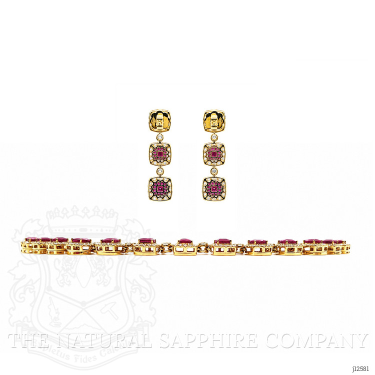28.87 Ct.Tw. Ruby and Natural Diamond Pave Necklace, 18K Yellow Gold