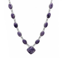 3.73 Ct. Purple Fluorite Bezel Necklace, Silver Image