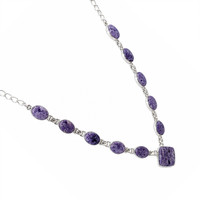 3.73 Ct. Purple Fluorite Bezel Necklace, Silver Image