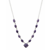 3.73 Ct. Purple Fluorite Bezel Necklace, Silver Image