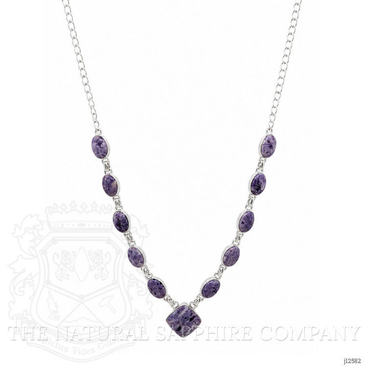 3.73 Ct. Purple Fluorite Bezel Necklace, Silver
