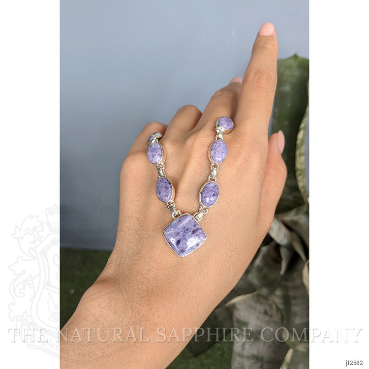 3.73 Ct. Purple Fluorite Bezel Necklace, Silver