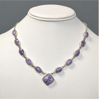 3.73 Ct. Purple Fluorite Bezel Necklace, Silver Life Style