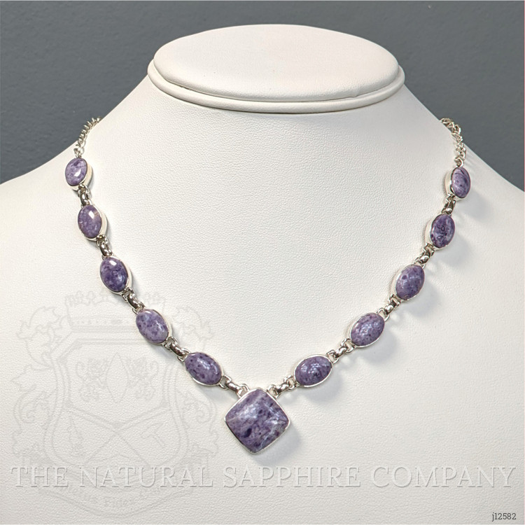 3.73 Ct. Purple Fluorite Bezel Necklace, Silver