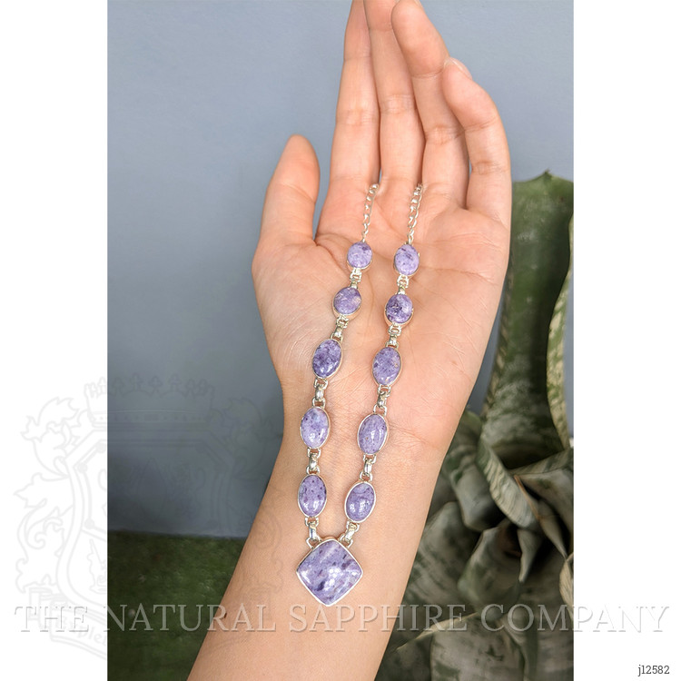 3.73 Ct. Purple Fluorite Bezel Necklace, Silver