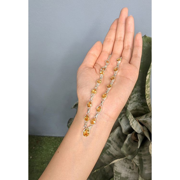 1.82 Ct. Yellow Citrine Bezel Necklace, Silver