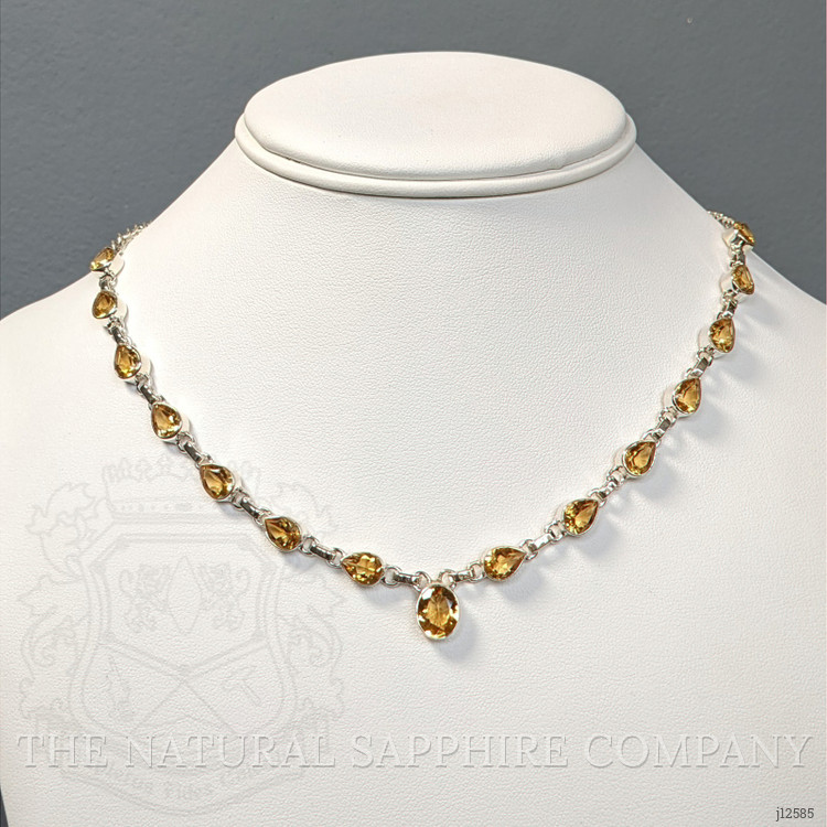 1.82 Ct. Yellow Citrine Bezel Necklace, Silver